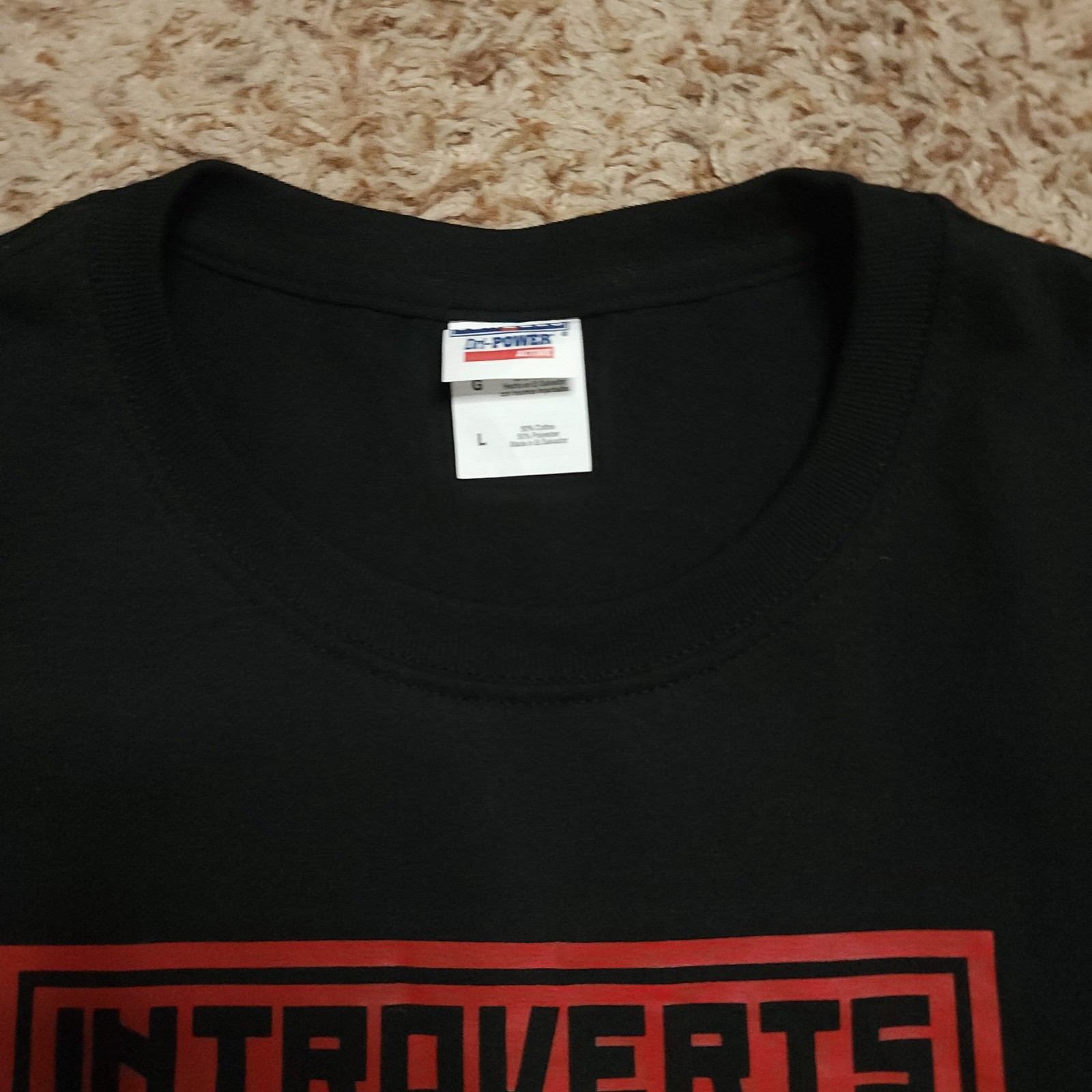 Introverts Unite Screen Print Mens L Red Black Short Sleeve Shirt