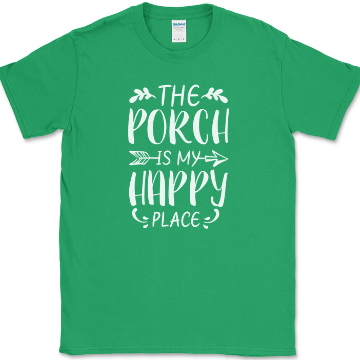The Porch Is My Happy Place T-Shirt Funny Outdoor Swing Relax Gift Tee