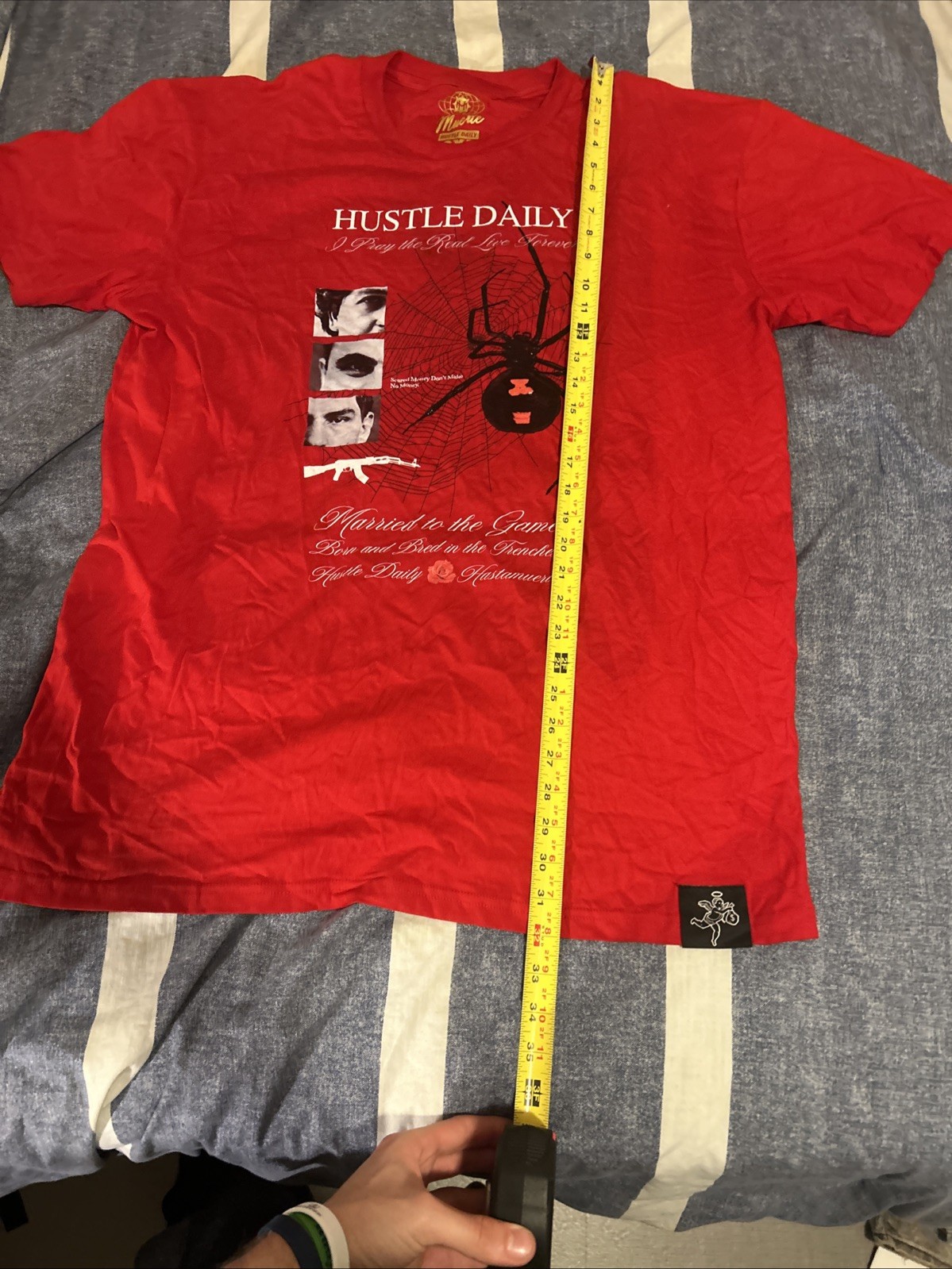 Men’s Red Muerte Hustle Daily Short Sleeve T-shirt 2XL Black Widow Spider Web