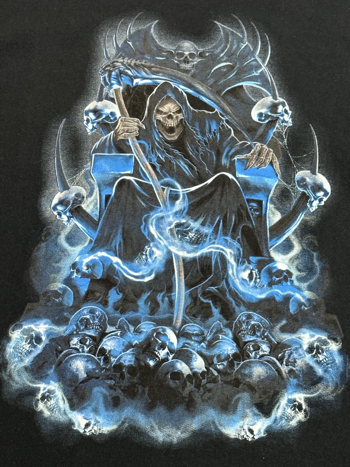 Grim Reaper Skeleton Horror T-Shirt LRG Fruit Loom HD Cotton Heavy Metal Gothic