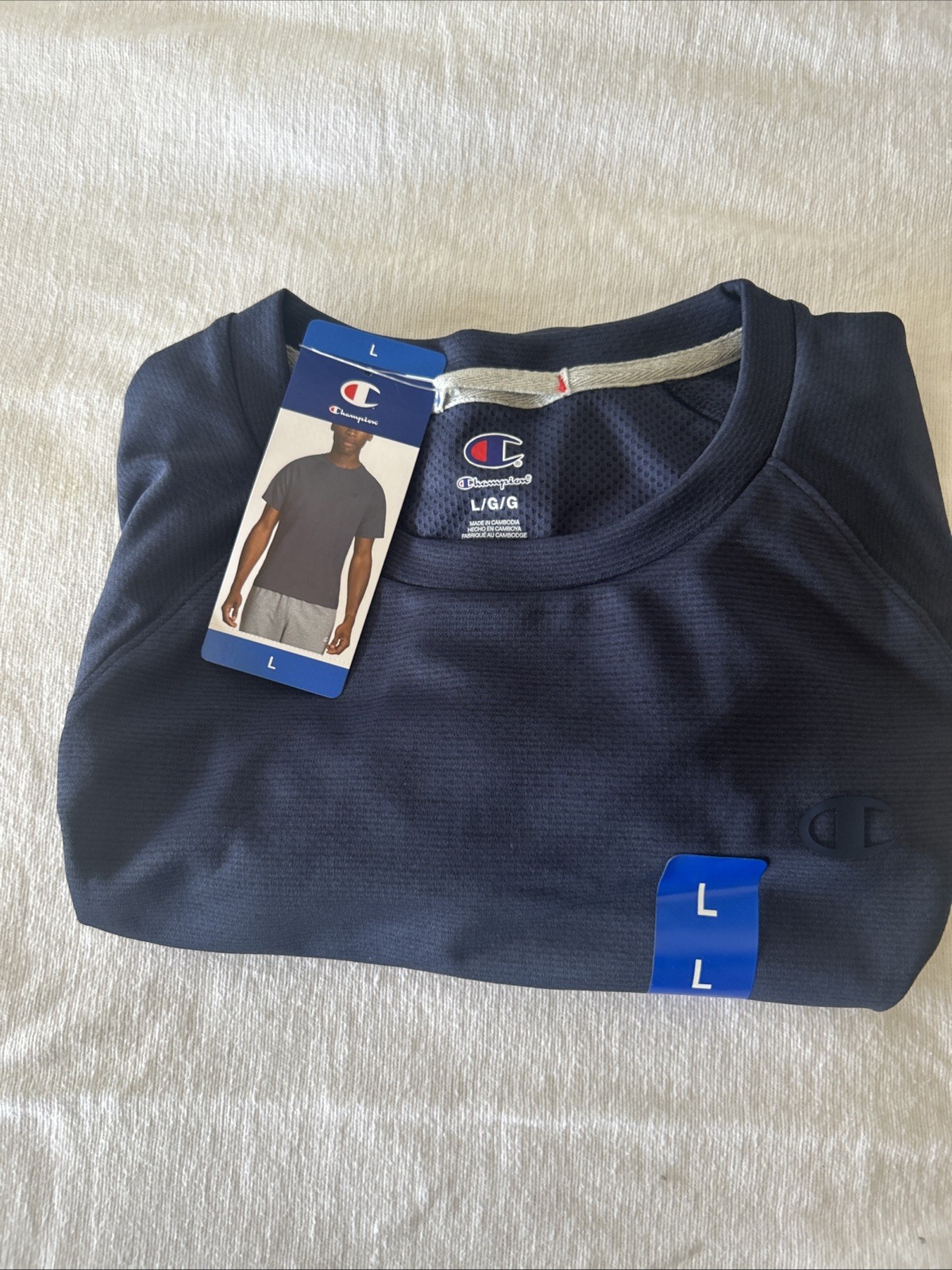 Champion Men’s Crewneck Short Sleeve Classic Tee, Blue, NWT Size L