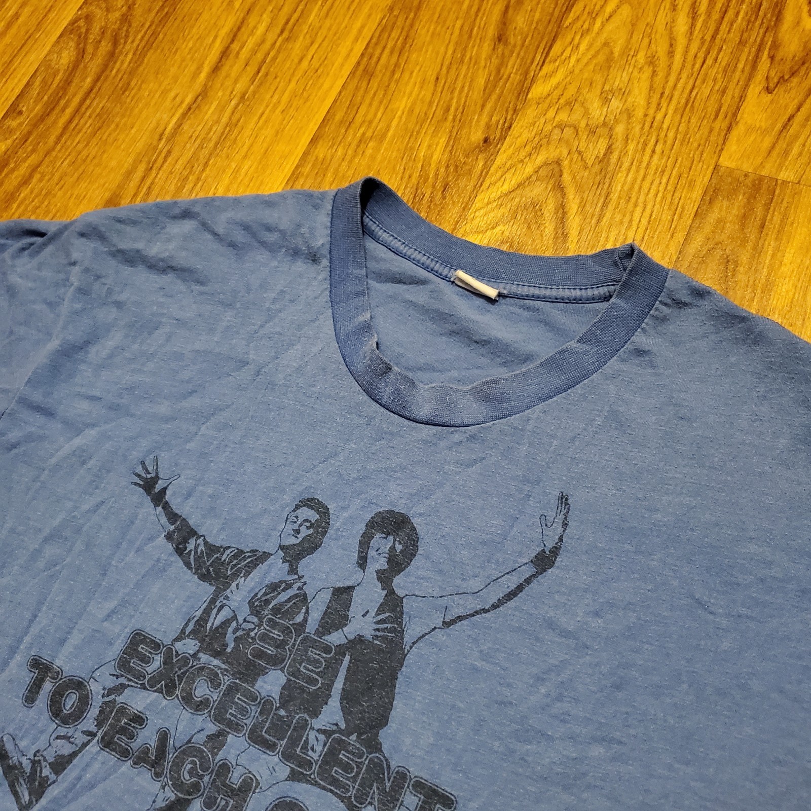 Vtg Bill & Teds Excellent Adventure Shirt Adult Blue Be Excellent To Each Other