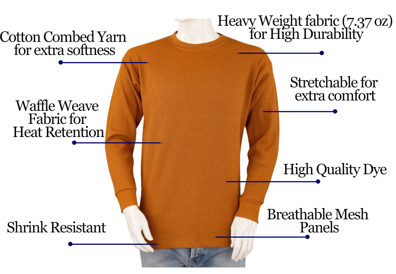 Styllion Mens THERMAL Shirts Crew – Regular Fit – Heavy Weight ( S to 5XL) TCRLS