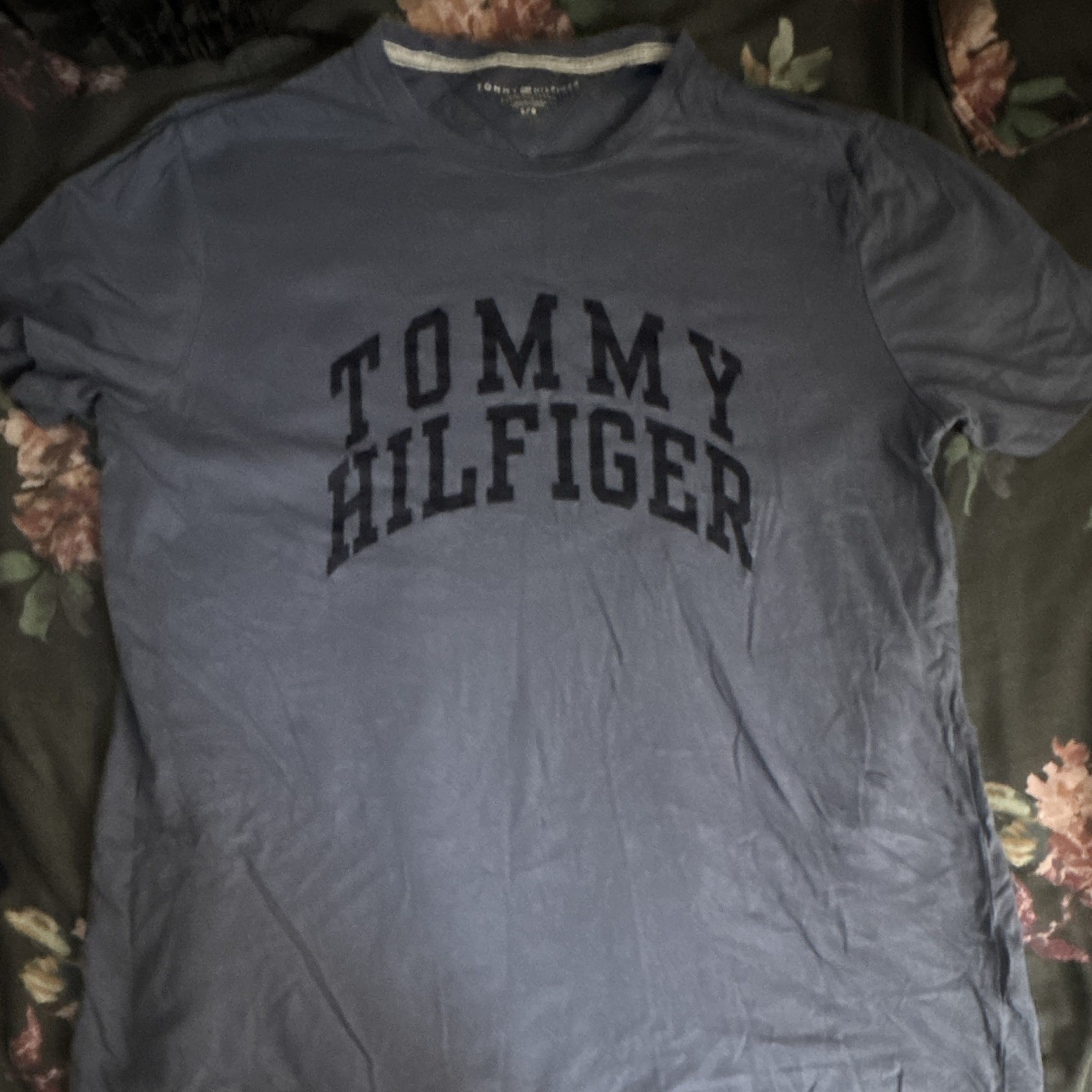 Tommy Hilfiger Men’s Blue Logo Graphic Crew Neck T-Shirt Short Sleeve L