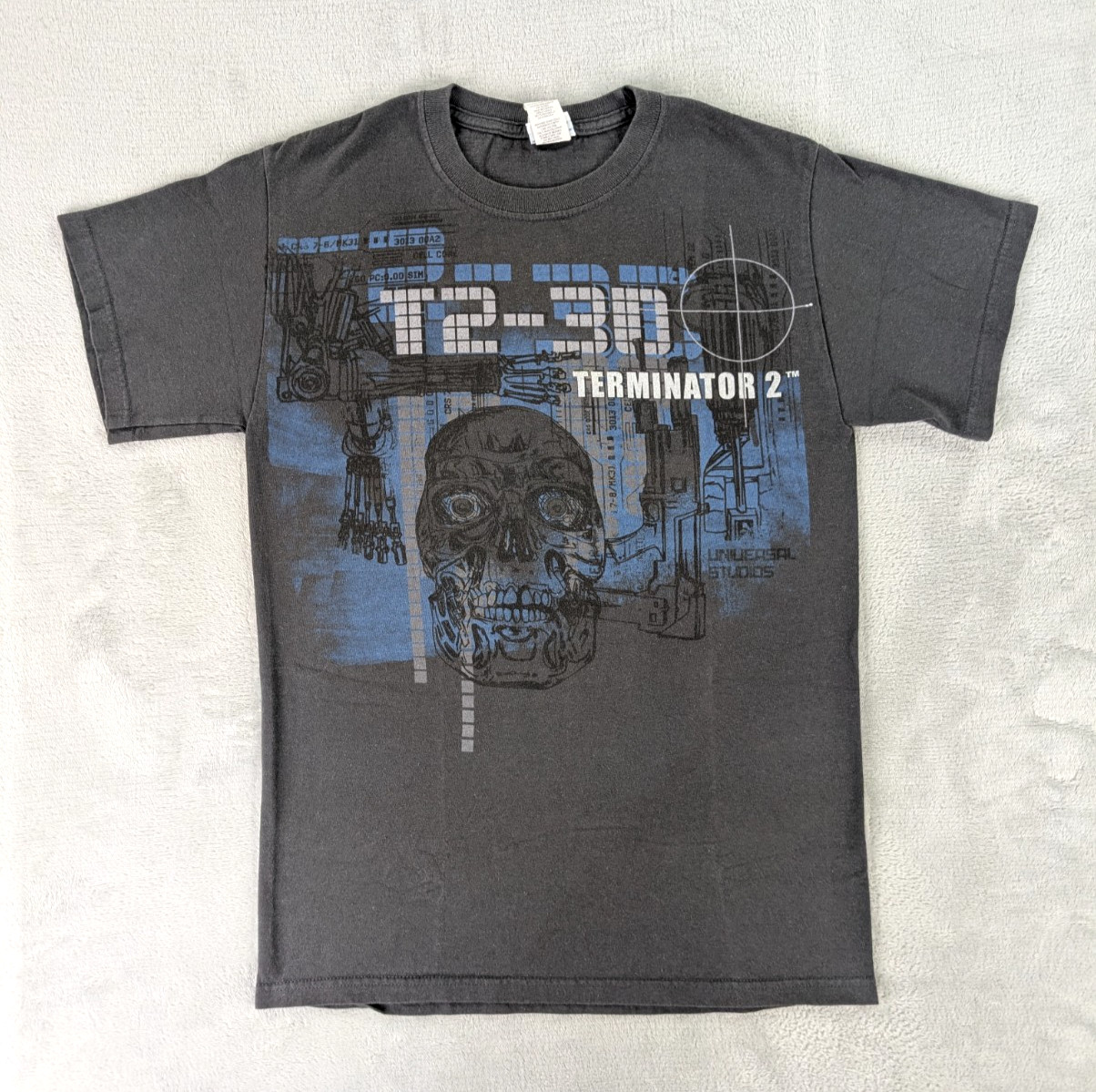 Terminator 2 T Shirt Endoskeleton Y2K Universal Studios T2-3D Gray Men Small