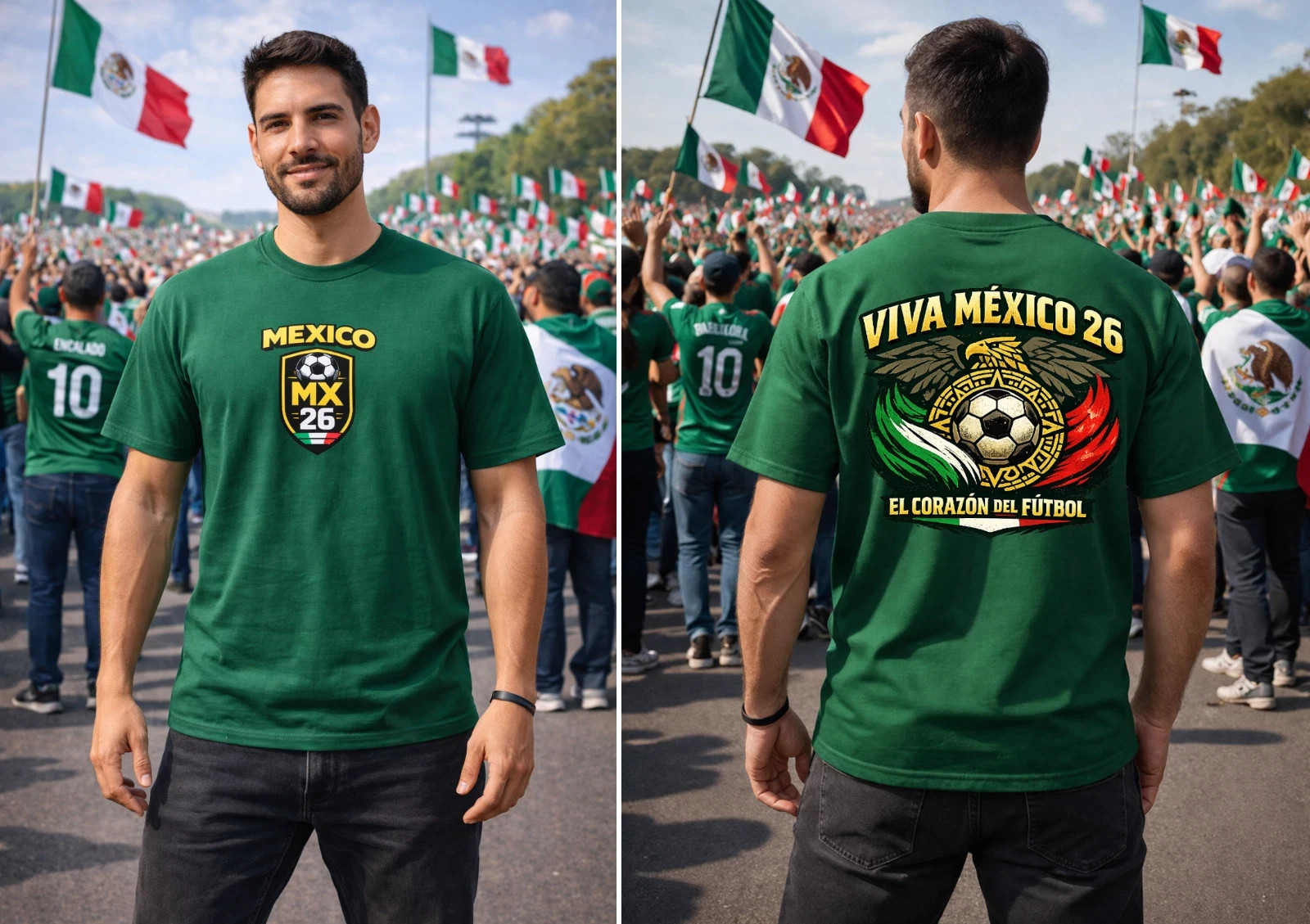 FIFA World Cup 2026 Mexico Soccer Fan T-Shirt MX 26 Graphic Printed Unisex Tee