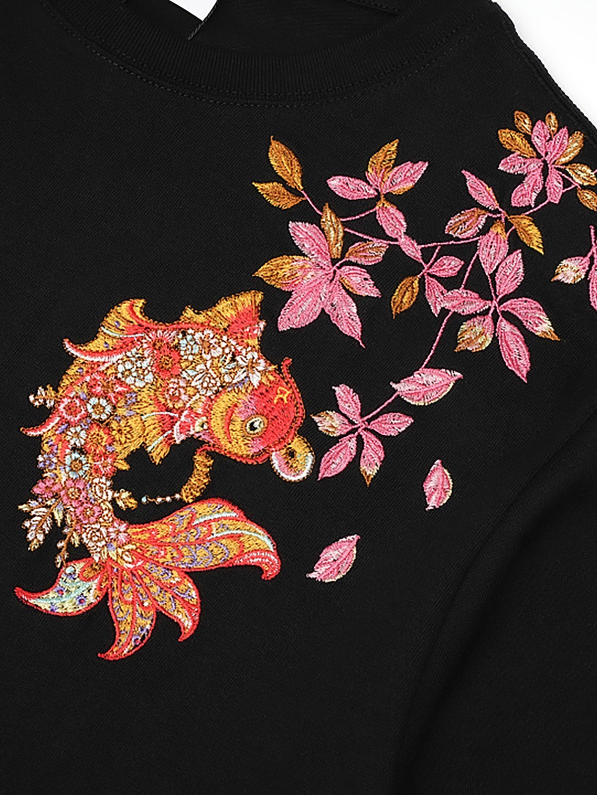 Niepce Men’s Floral Koi Fish Embroidery Tee Japanese Streetwear T-Shirt