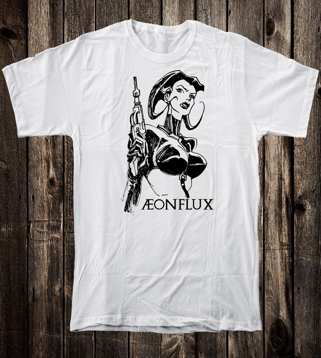 Retro Art Tee T Shirt 100% Cotton Aeon Flux Eye MTV Liquid Television Cartoon