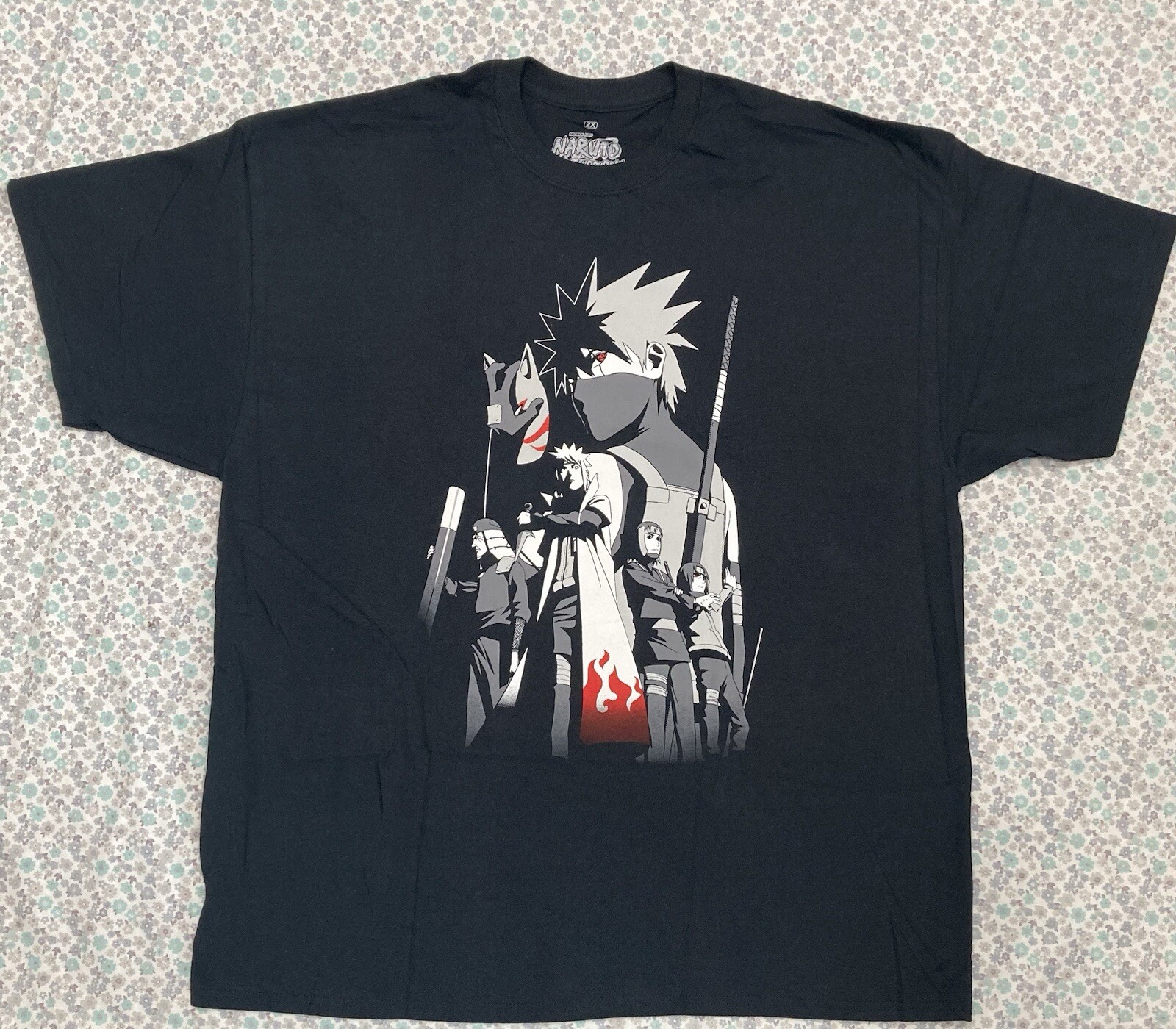 Naruto Mens Kakashi Story Short Sleeve T-Shirt Black Size SM , MD,LG XL.