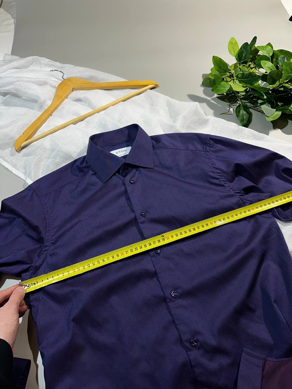 Eton Contemporary Fit Shirt Purple Micro Pattern Textured Cotton Size 40/15 3/4