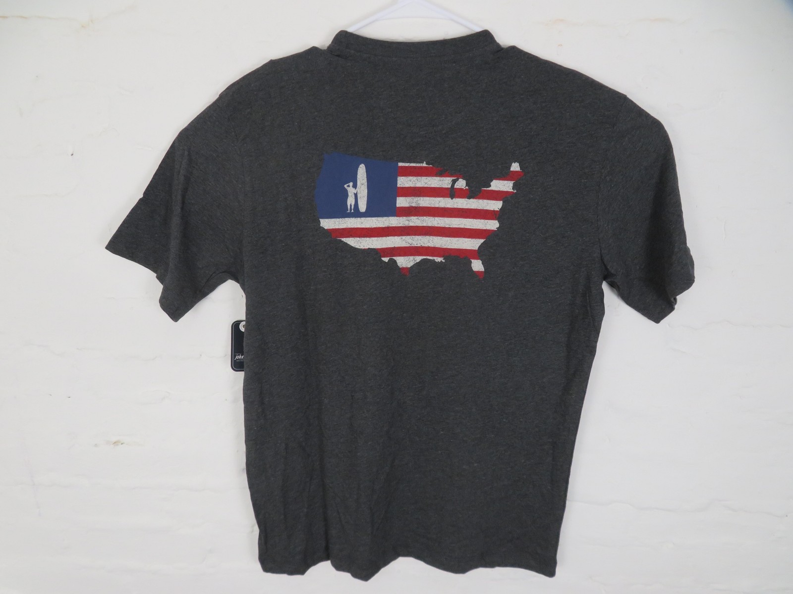 Johnnie-O Shirt Mens Small Coal Pocket Tee USA Freedom Flag Graphic JMST1090JO
