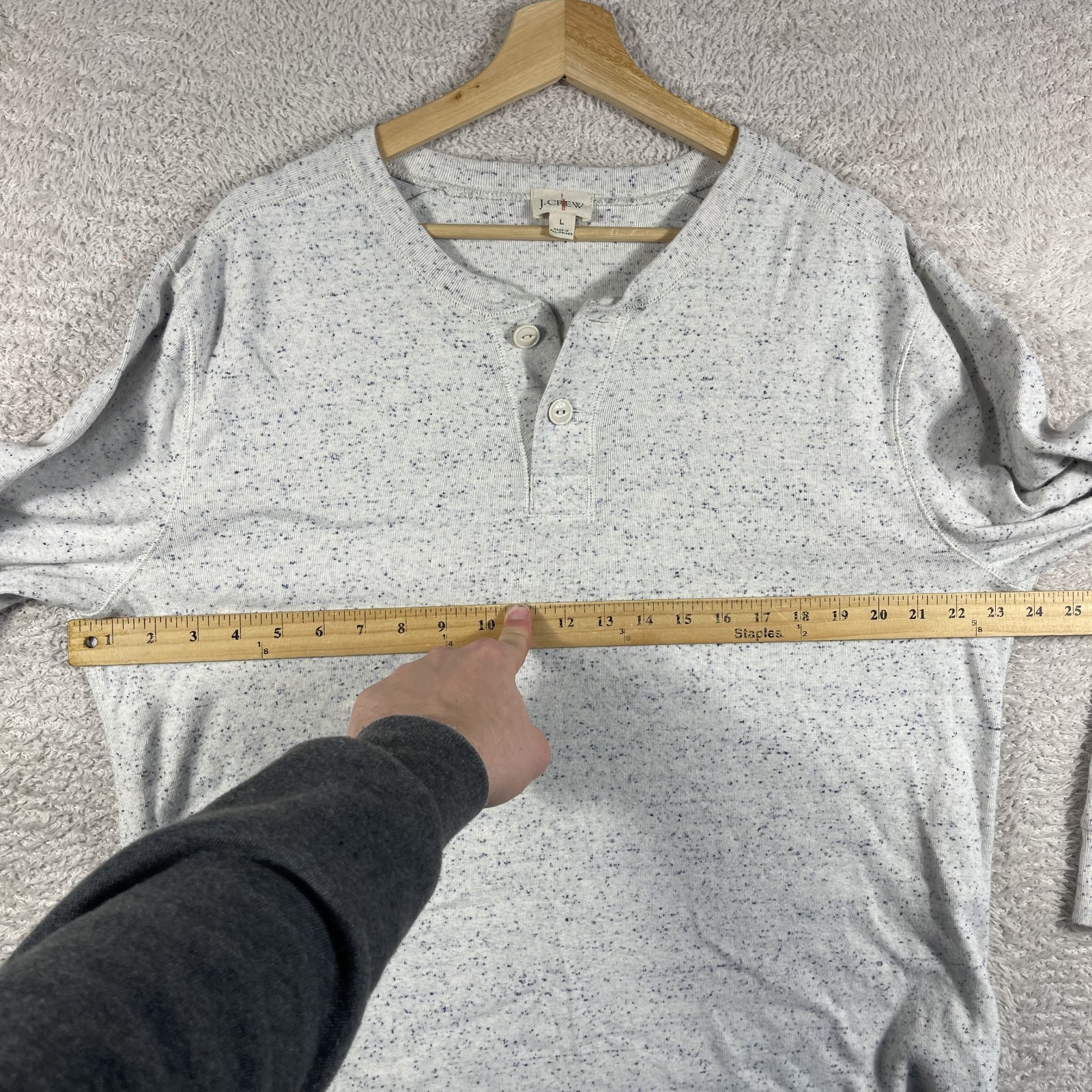J. Crew Shirt Mens Large Gray Oarsman Heritage Brushed Rib Knit Henley Vintage