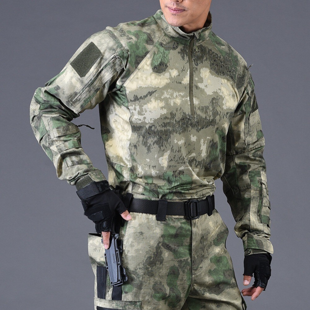 Men Tactical Combat T-Shirt Camouflage Military Shirt Long Sleeves Army Outdoor