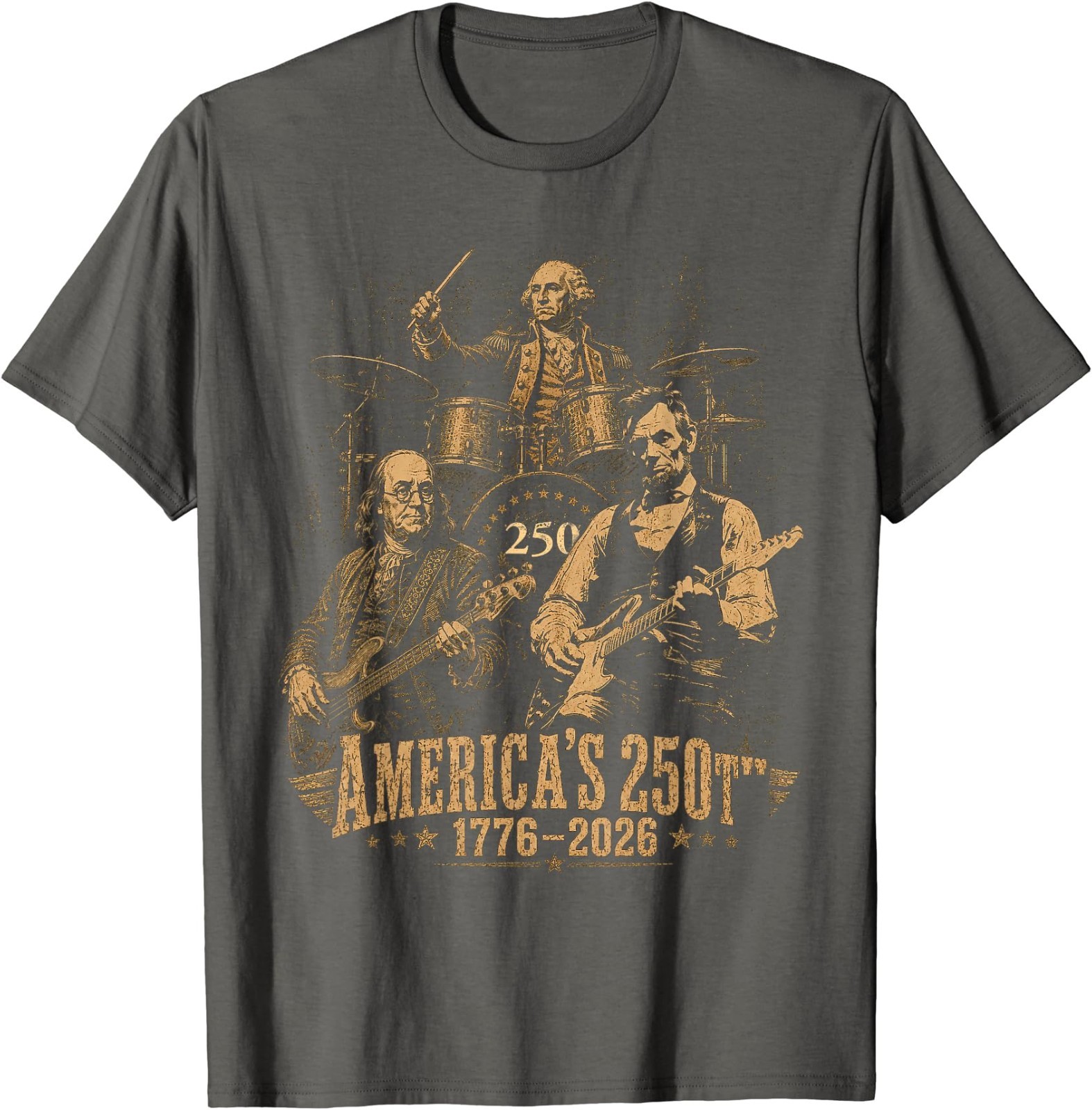 250 Years Patriot Guitar Drum Band American Flag 1776 2026 T-Shirt