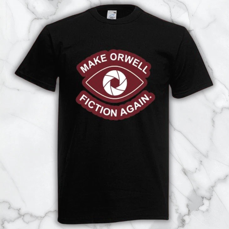 Make Orwell Fiction Again Men’s Black Graphic T Shirt Freeships