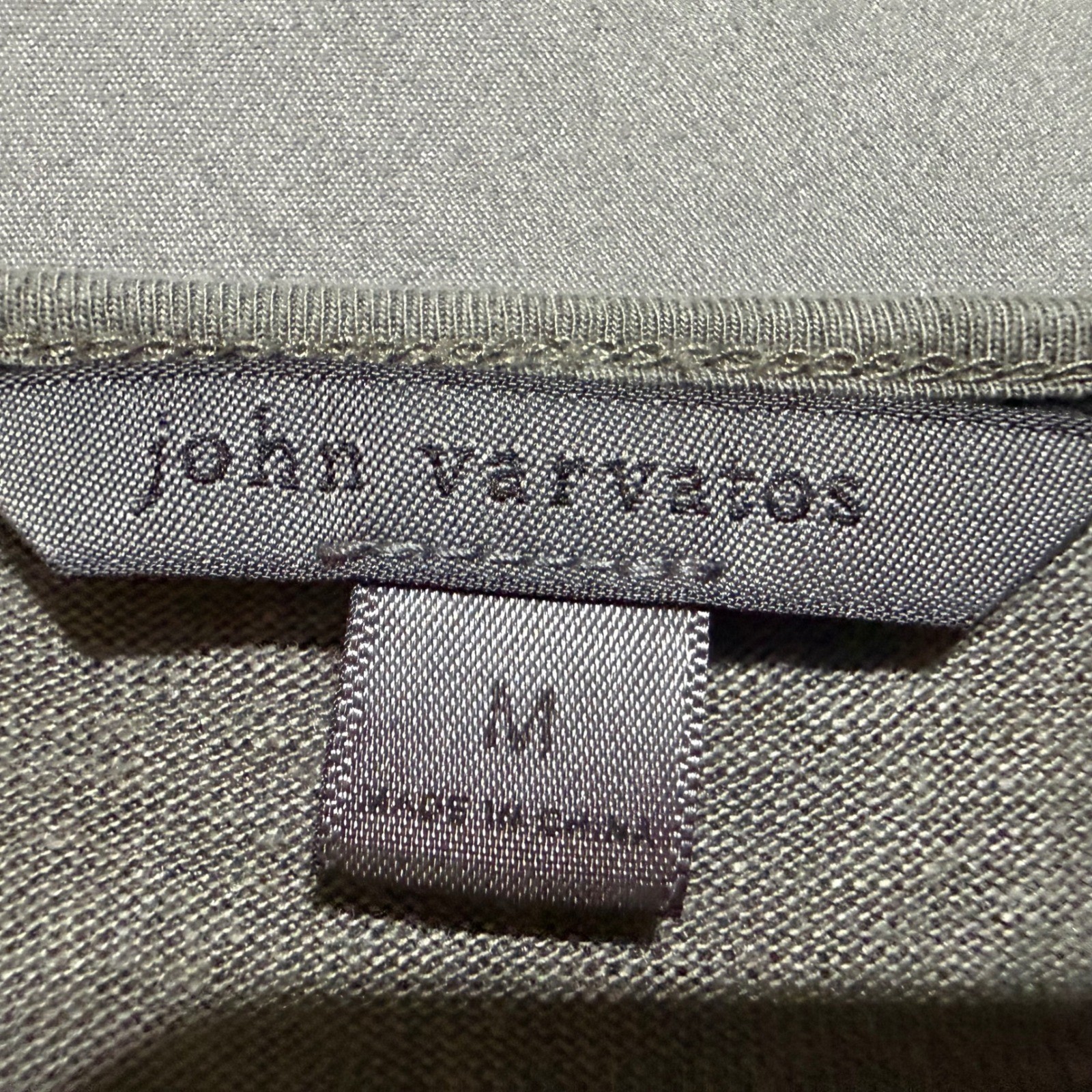 John Varvatos Henley Men Medium Grey 100% Linen Short Sleeve Raw Edge