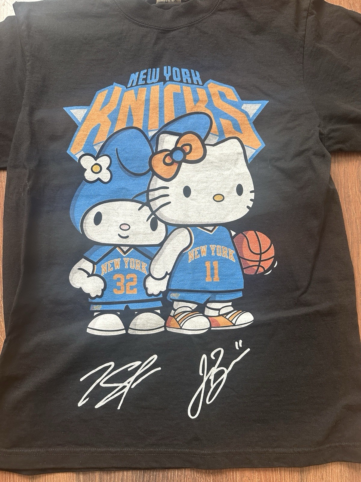 New York Knicks Karl-Anthony Towns Jalen Brunson Hello Kitty BLACK Shirt Unisex