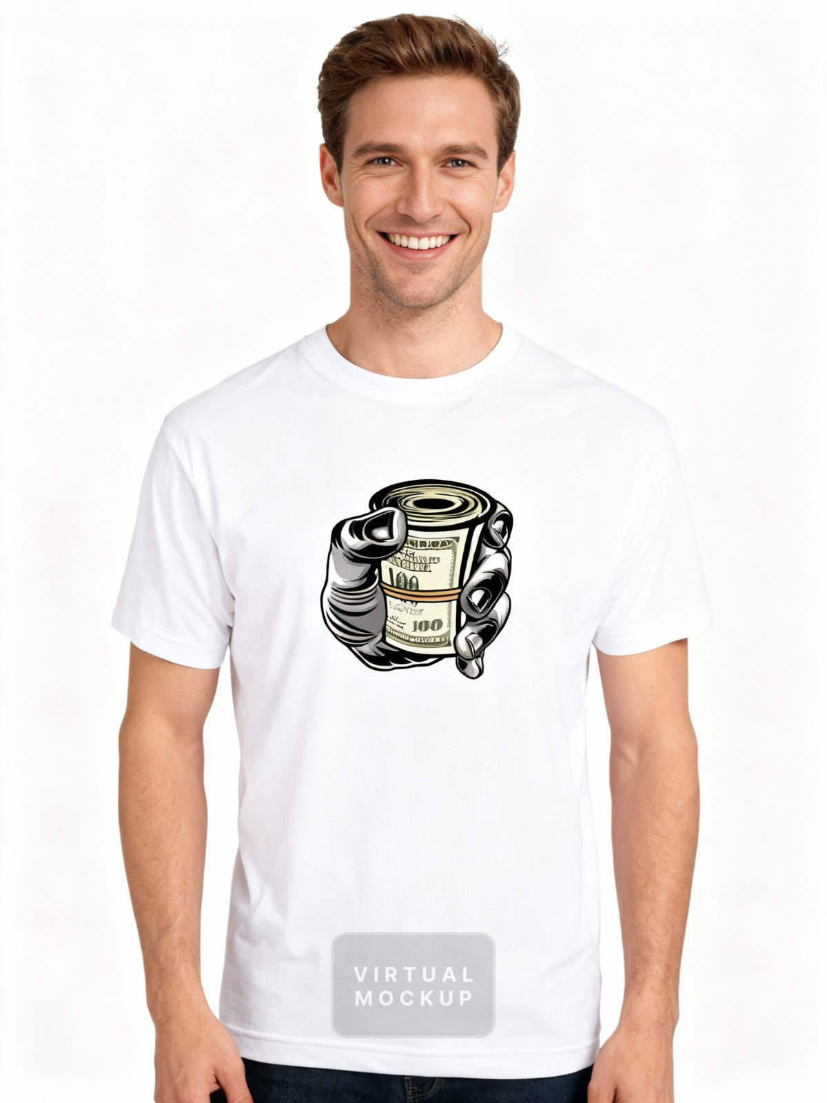 UNISEX MEN WOMEN TEE TSHIRT SUBLIMATION 100% POLYESTER MONEY GRIP CASH BIG HAND