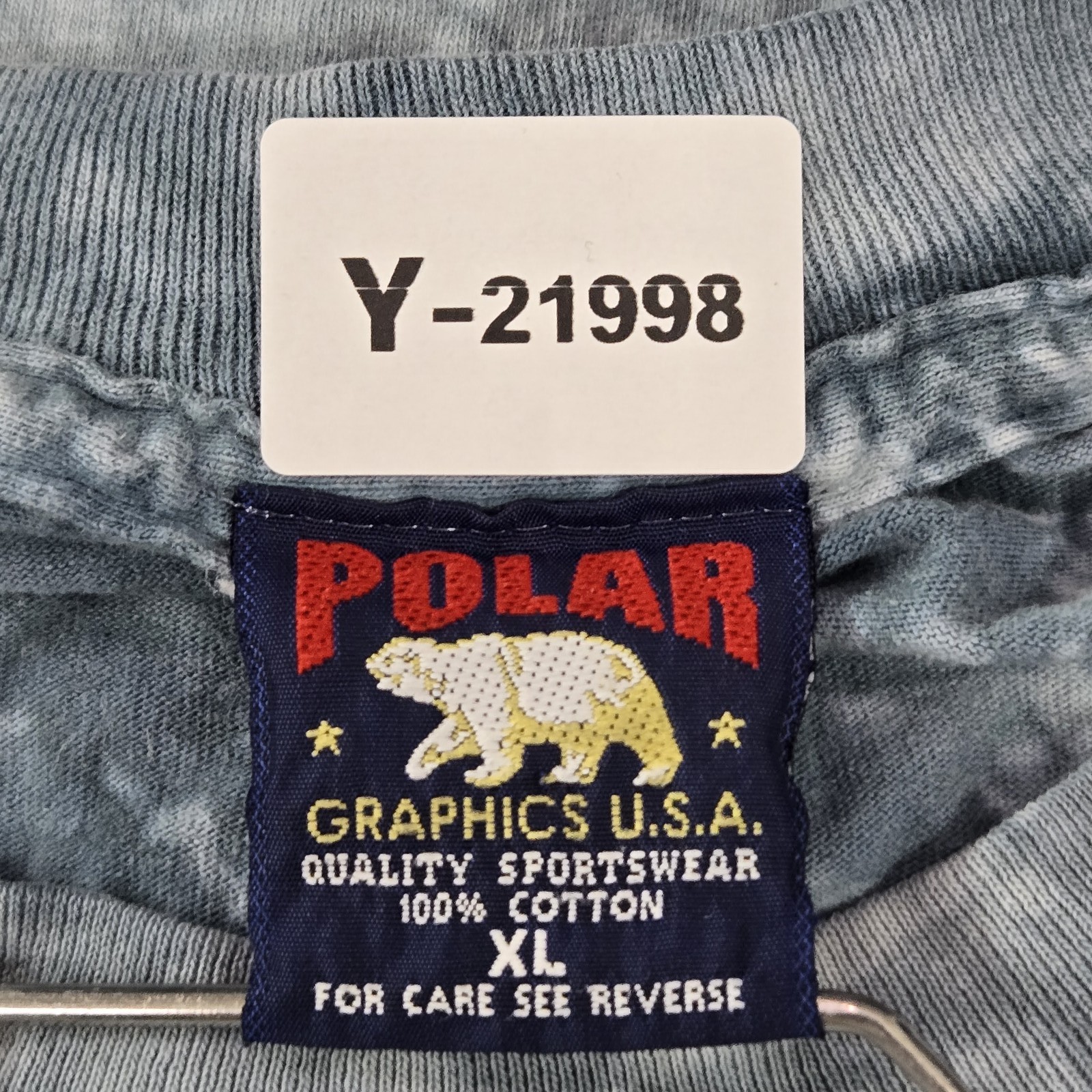 VINTAGE Polar Graphics U.S.A. Men Shirt XL Blue Tie Dye Bear Forest Gorpcore