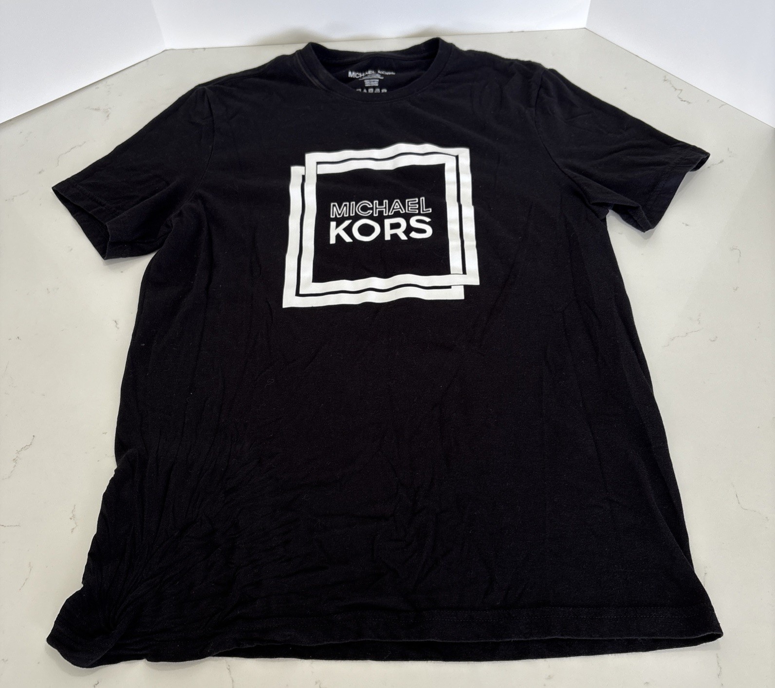 MICHAEL KORS Mens T-shirt MK Graphic Logo Loungewear Size S Black