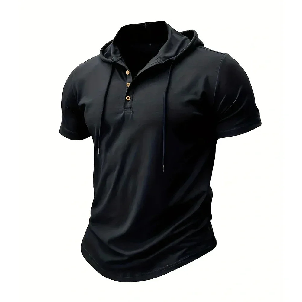 Men’s T Shirt Summer Slim Fitness Hooded Short-Sleeved Tees Male Lightweight