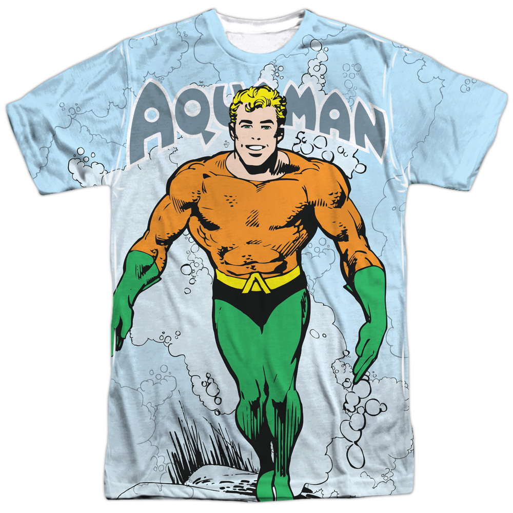 DC COMICS AQUAMAN CLASSIC AQUA Licensed Sublimation Men’s Tee Shirt SM-3XL