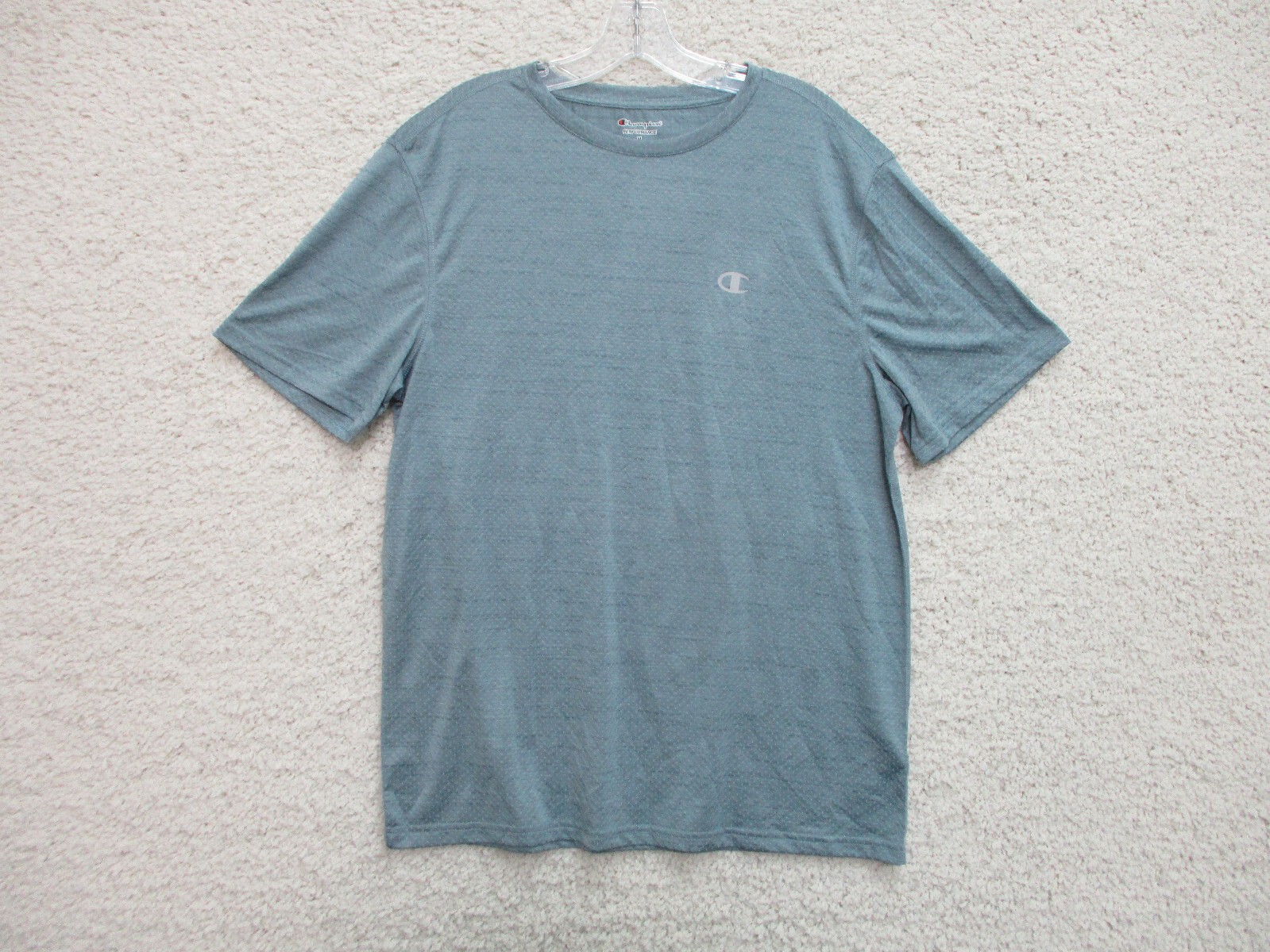 Champion Shirt Medium Adult Blue Lightweight Stretch Logo Performance Gym Mens M
