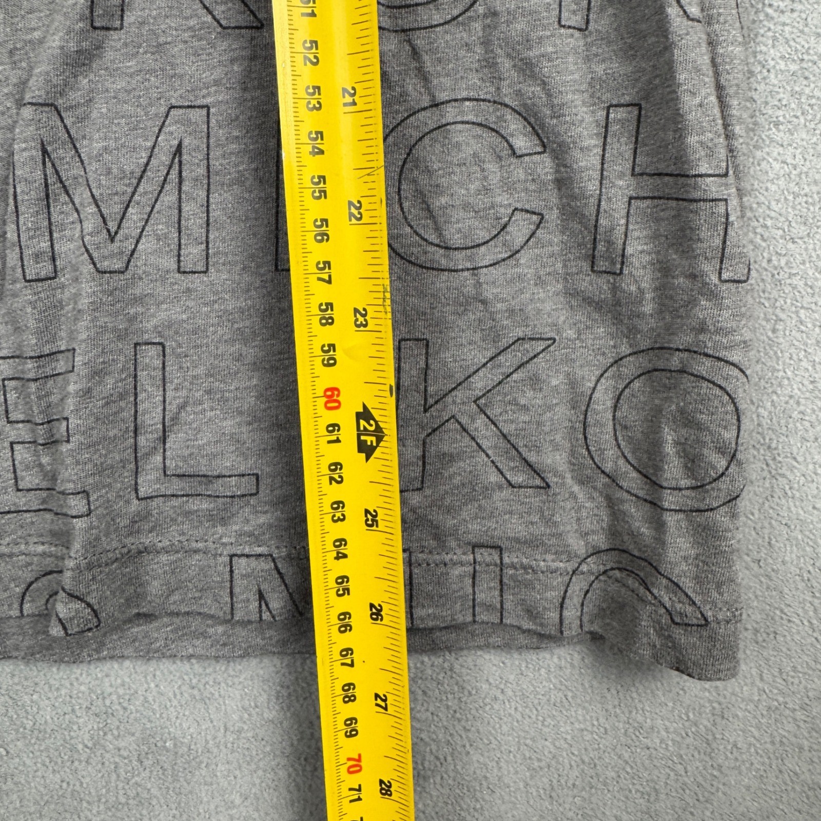 Michael Kors Mens T-Shirt Gray All Over Outline Logo Graphic Crew Neck Medium