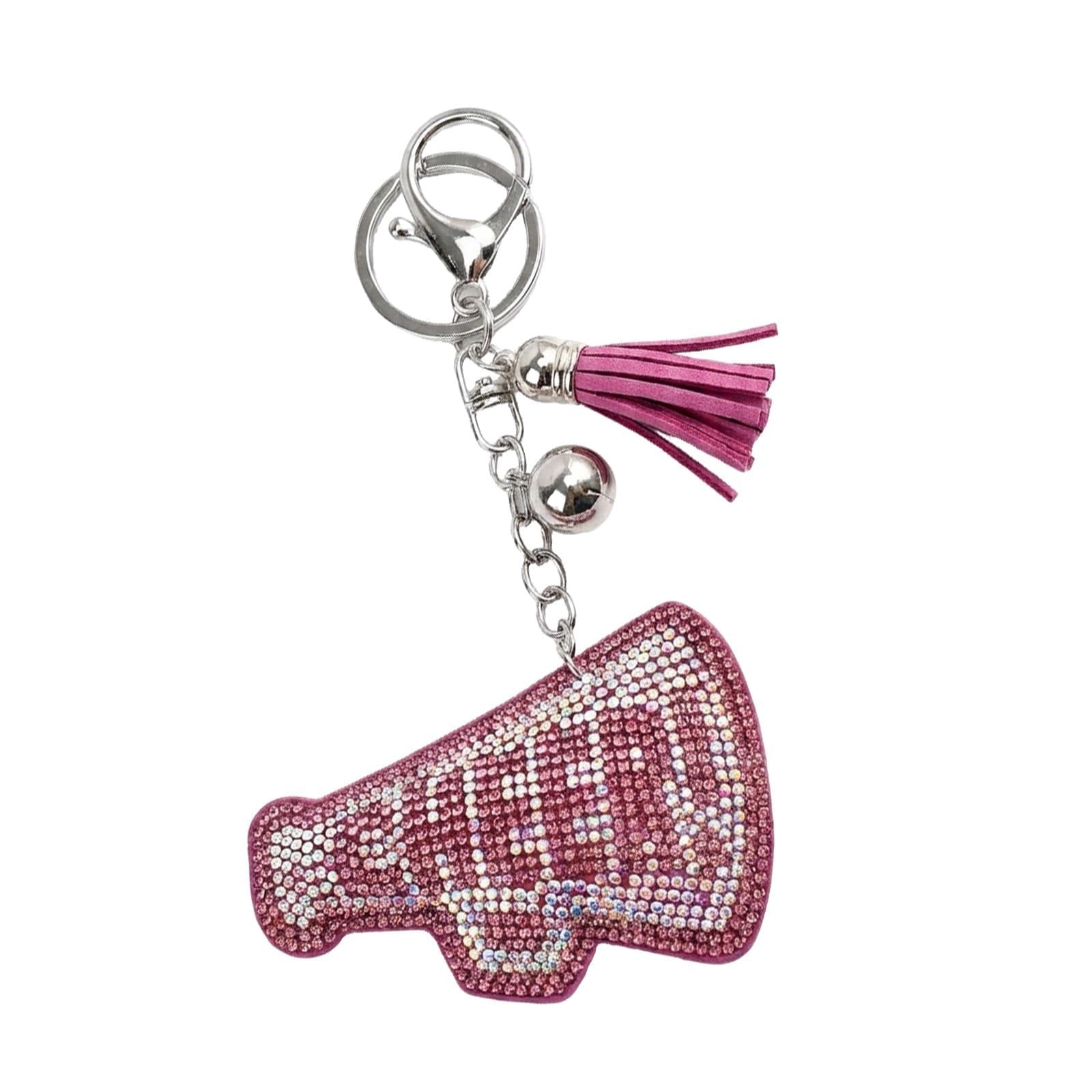 Sparkly Rhinestone Cheer Megaphone Keychain,Bling Cheerleading Key Ring with …