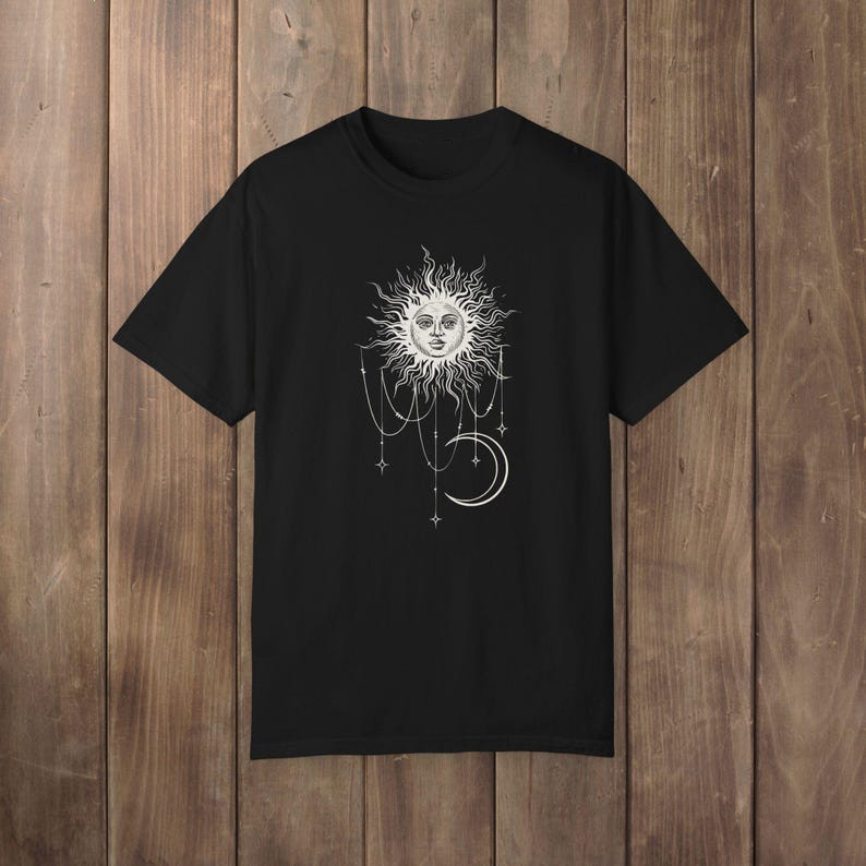 Widow’s Bay Patricia’s Shirt, Celestial Sun Crescent Moon BOHO Tee