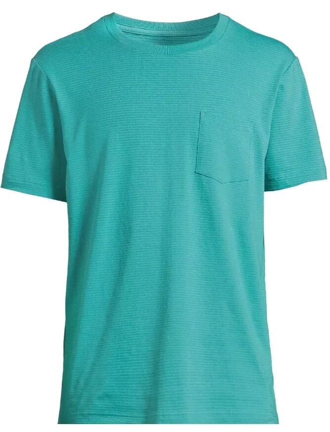 George Men’s LARGE Crew Neck Short Sleeve Pocket Tee Microstripe AQUA #10725