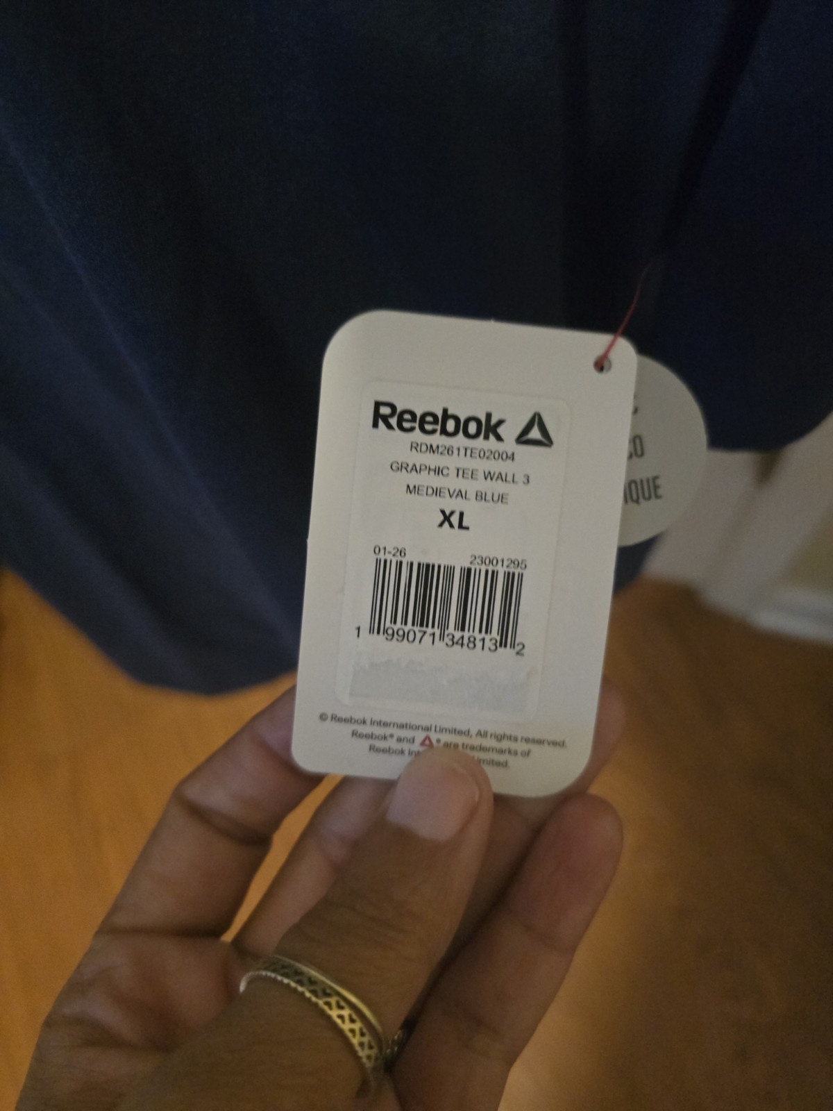 New Reebok Men’s Blue Spellout Short Sleeve Graphic Print T-Shirt Sz XL