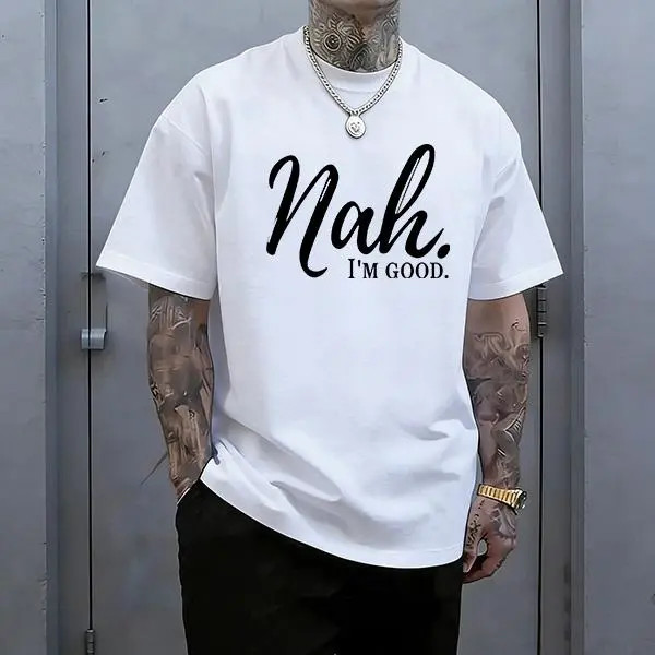 Funny Meme Graphic Tee Men Loose Fit Streetwear Cotton T Shirt