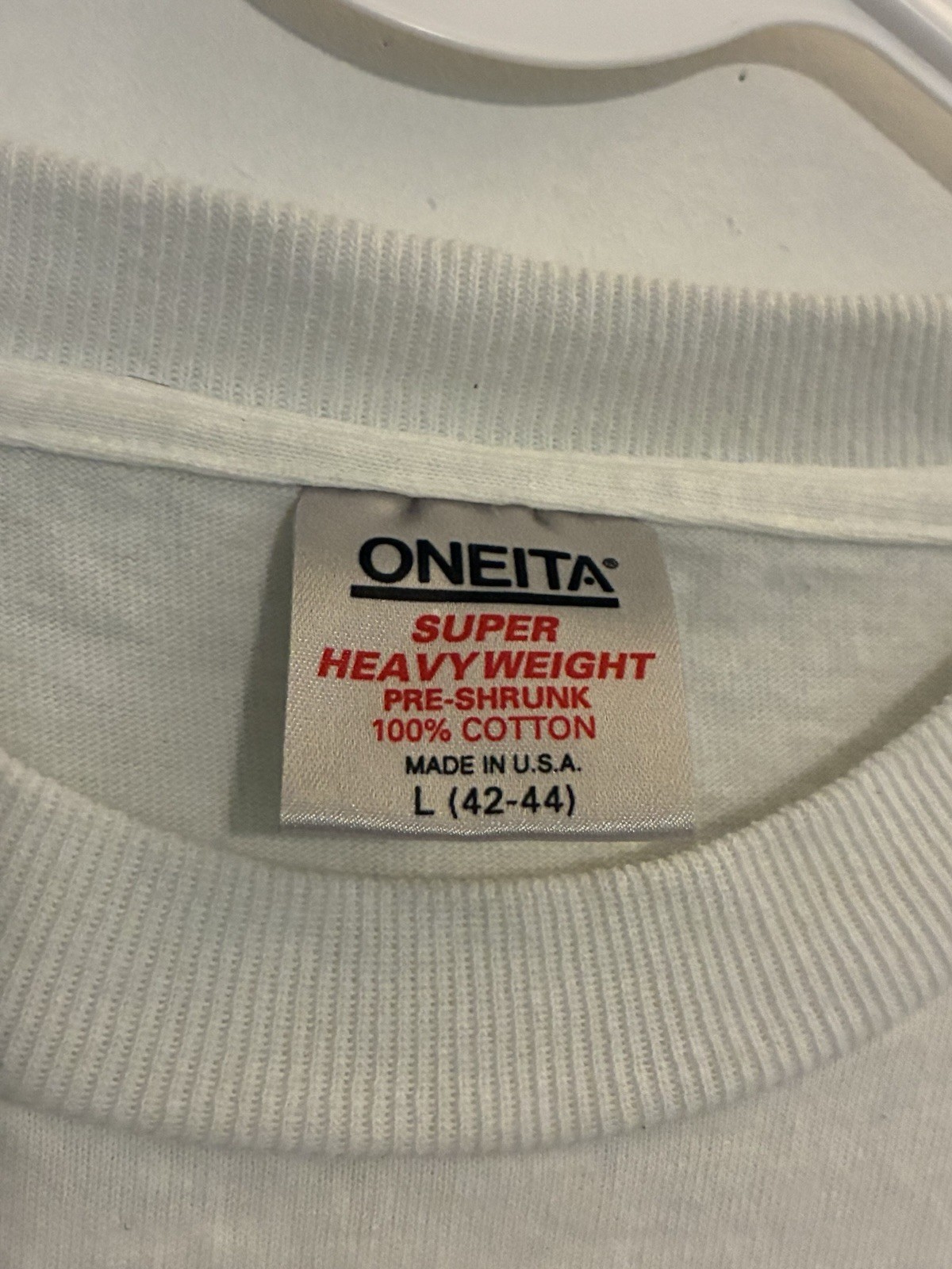 Vintage Oneita T-Shirt 100% Cotton Heavyweight Embroidered Madeira Design