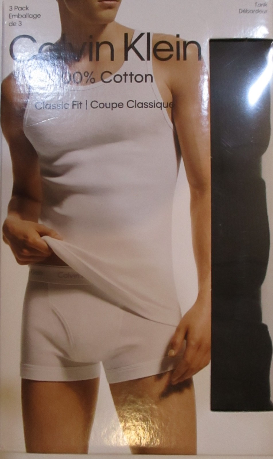 3 PACK CALVIN KLEIN SIZE MEDIUM BLACK RIBBED COTON TANKS T-SHIRTS UNDERSHIRTS