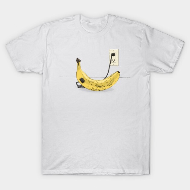 Fun Novelty Electric Banana Design Daily Short Sleeve Unique Graphic T-Shirt