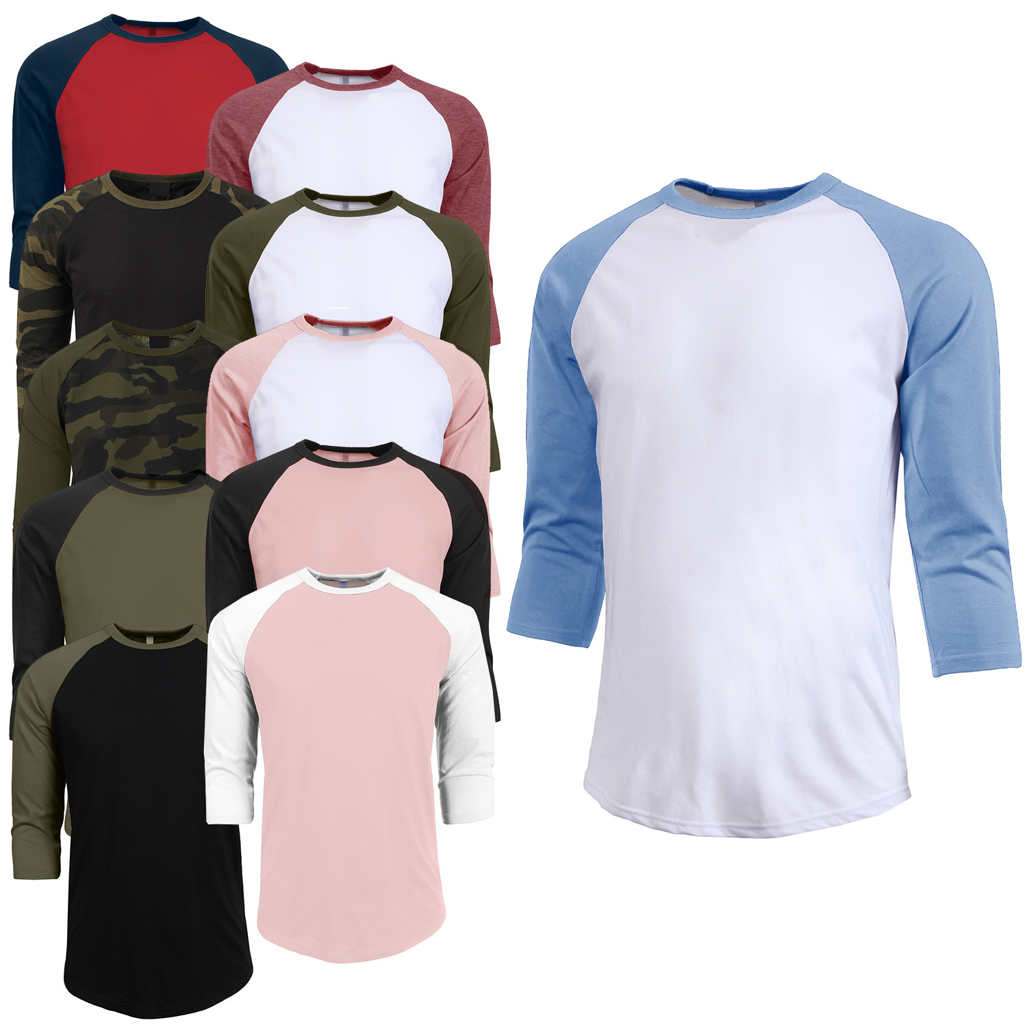 NE PEOPLE Men’s 3/4 Sleeve Baseball Raglan Jersey Vintage T-Shirt [NEMT06]