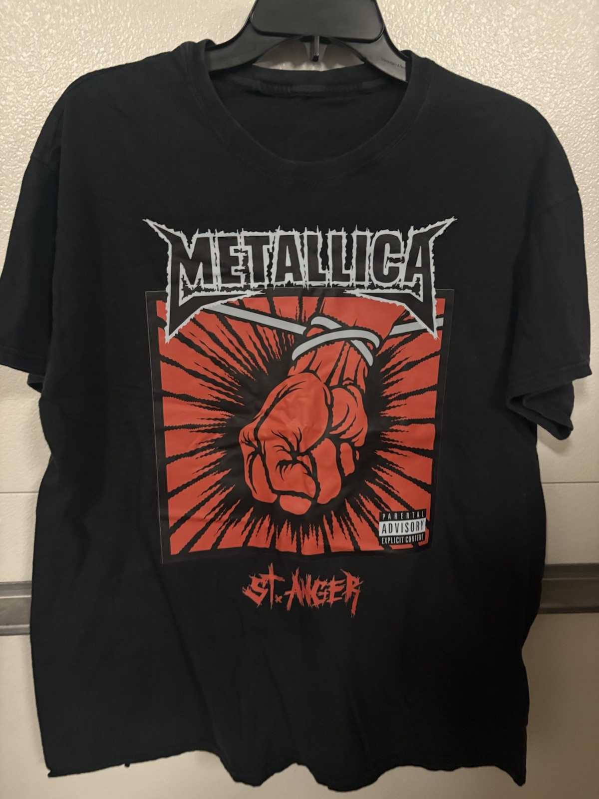 Hanes Metallica St. Anger Graphic Print Logo Black Tee Men’s Size L