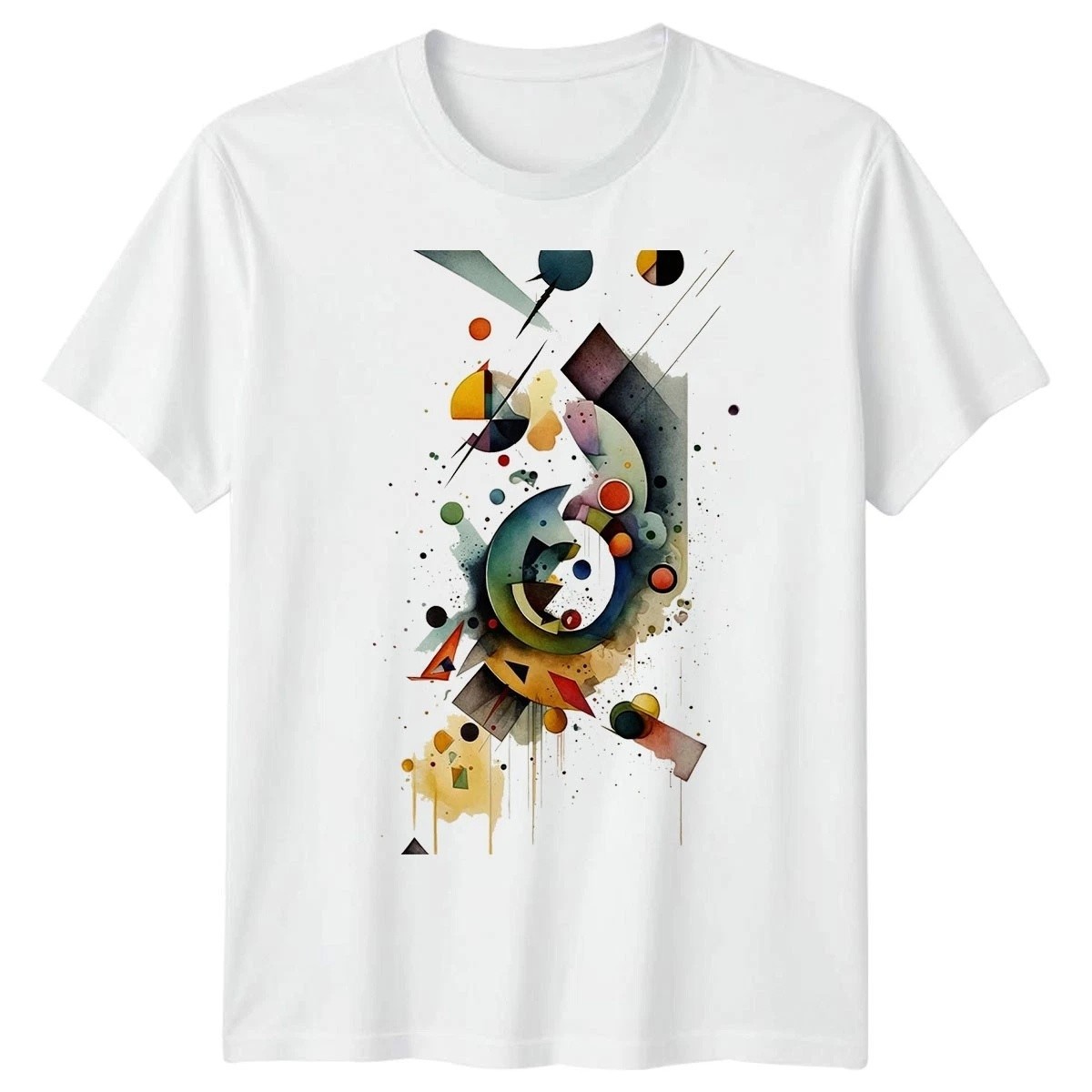 Abstract Geometric Watercolor Art Men’s T-Shirt Modern Graphic Tee