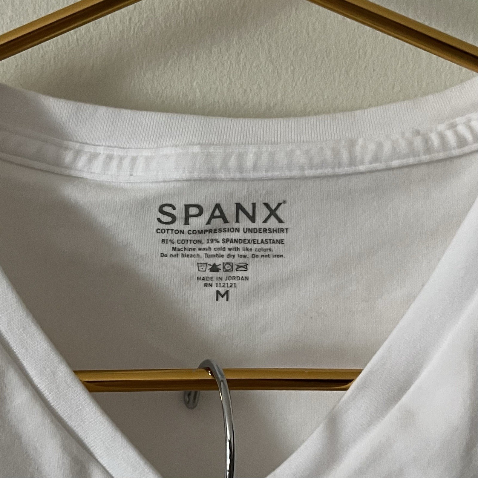 Spanx Men’s White Sculpt Compression Cotton Undershirt V-Neck Medium