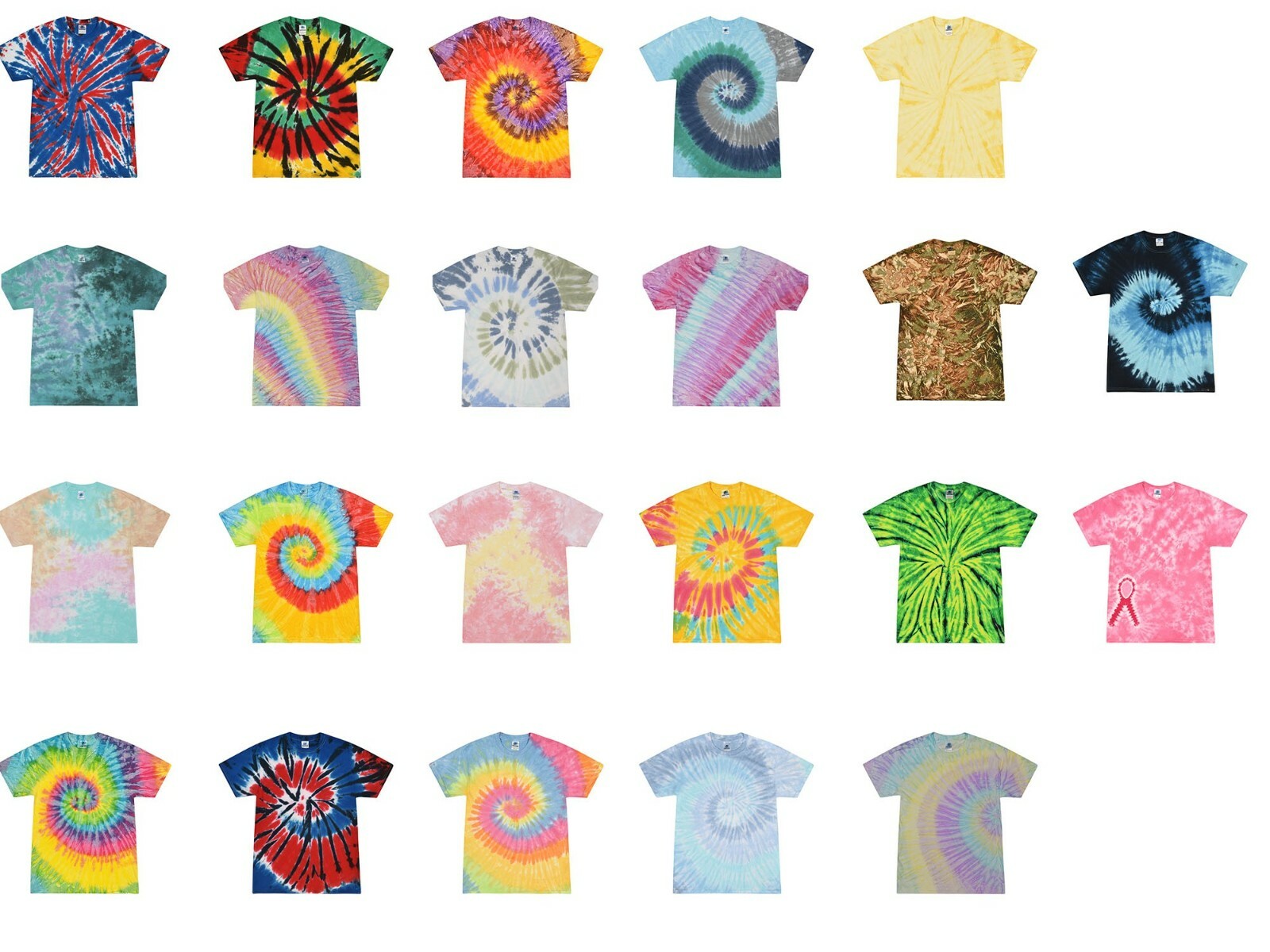 Multi-Color Handmade Tie Dye T-Shirts Kids & Adult 100% Cotton Colortone