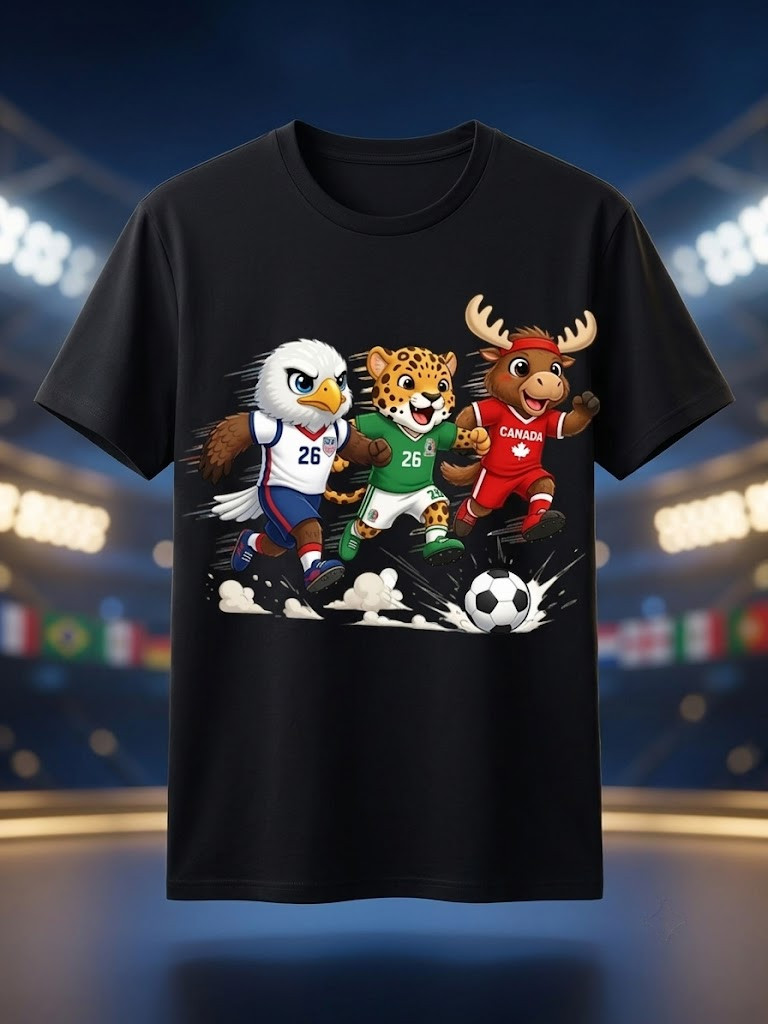 FIFA 2026 World Cup Mascot T-Shirt – Official Mascot Print & Vibrant FREESHIPS