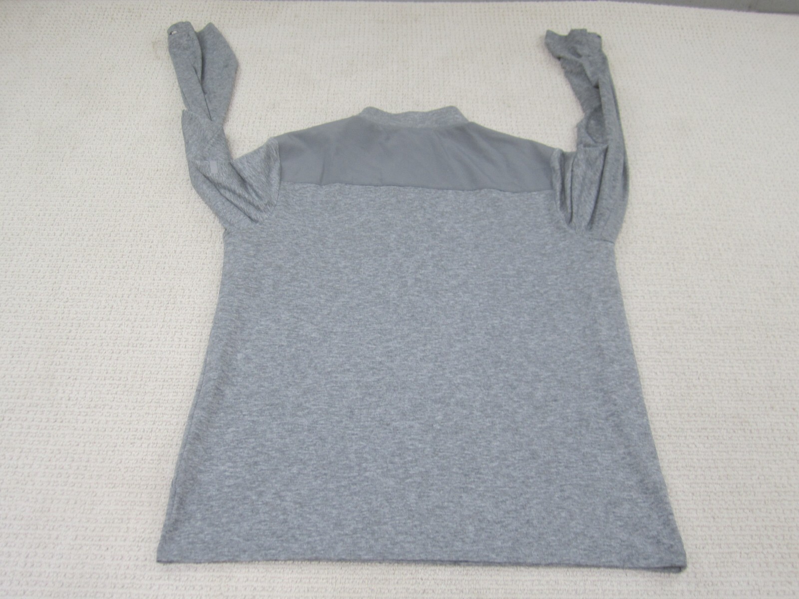 Tek Gear Shirt Mens Medium Gray 1/4 Zip Pullover Polyester Spandex Athletic