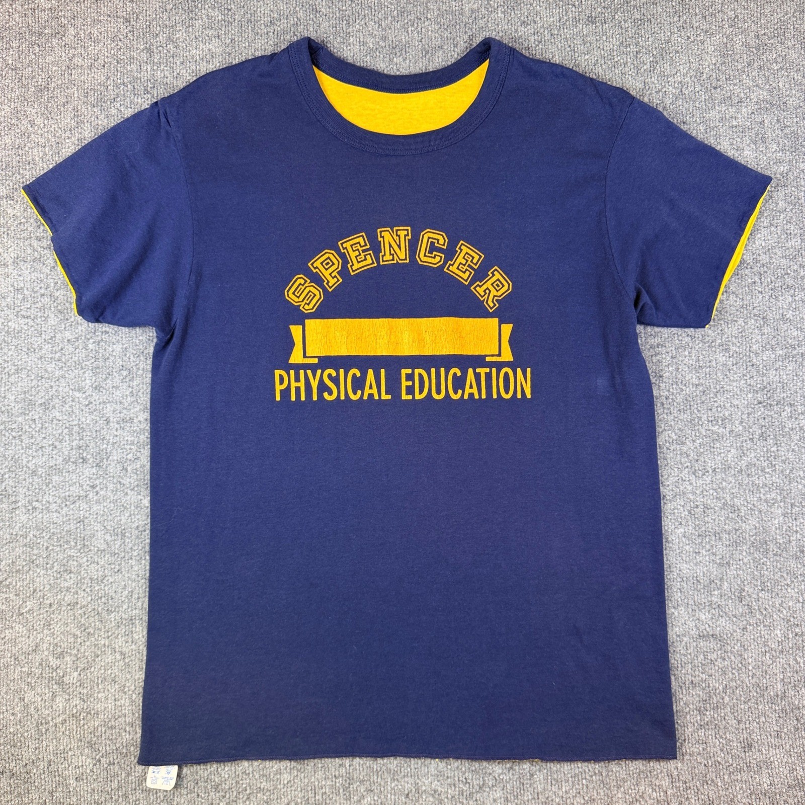 Vintage Champion Double Face T Shirt Mens L Reversible Phys Ed Made in USA 80s