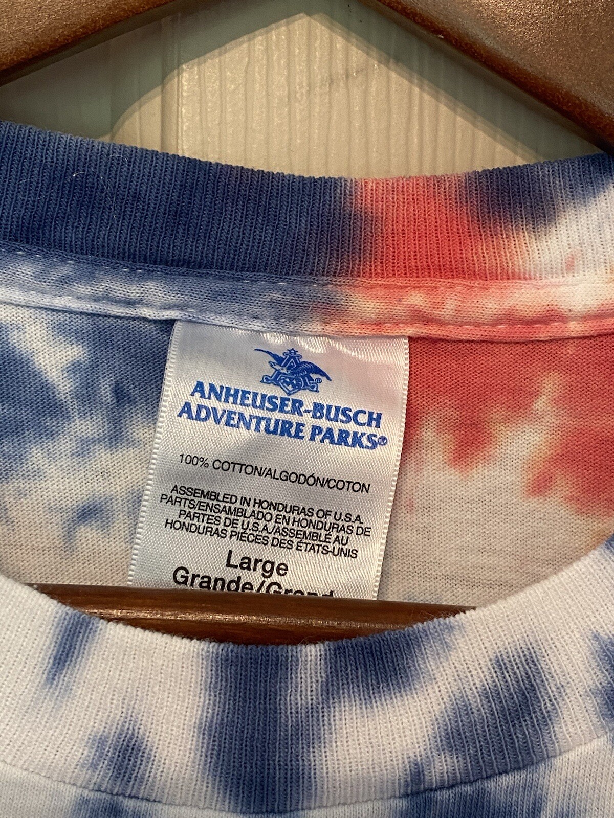 Custom Tie Dye White Red Blue T-Shirt Size Men’s L United We Stand USA Patriotic