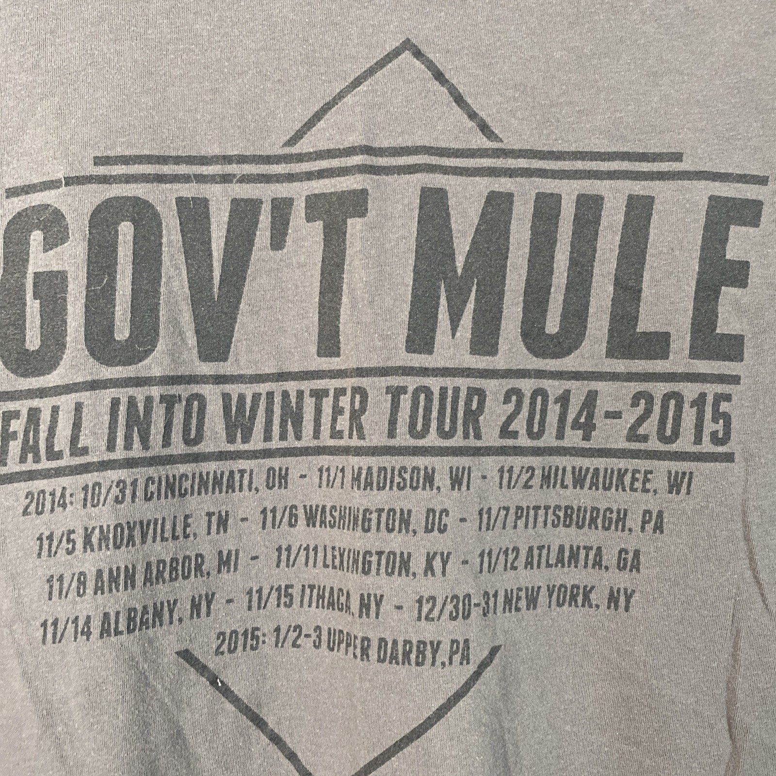 Government Mule Band T Shirt Long Sleeve Grey Light Weight Medium M Faded