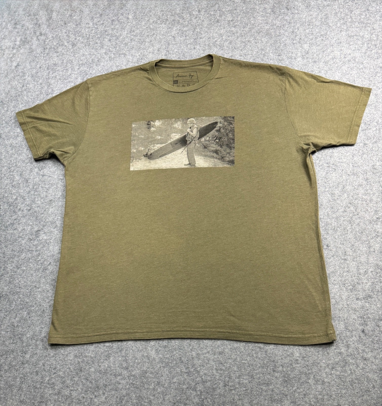 American Yogi OD Green Soldier Surfer Peaceful Warrior Shirt Manifest Your Stoke