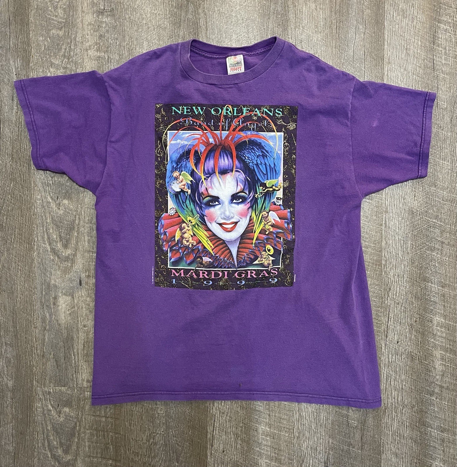 Vtg Mardi Gras T Shirt XL New Orleans 1999 ANDREA MISTRETTA Graphic Heavy Tee