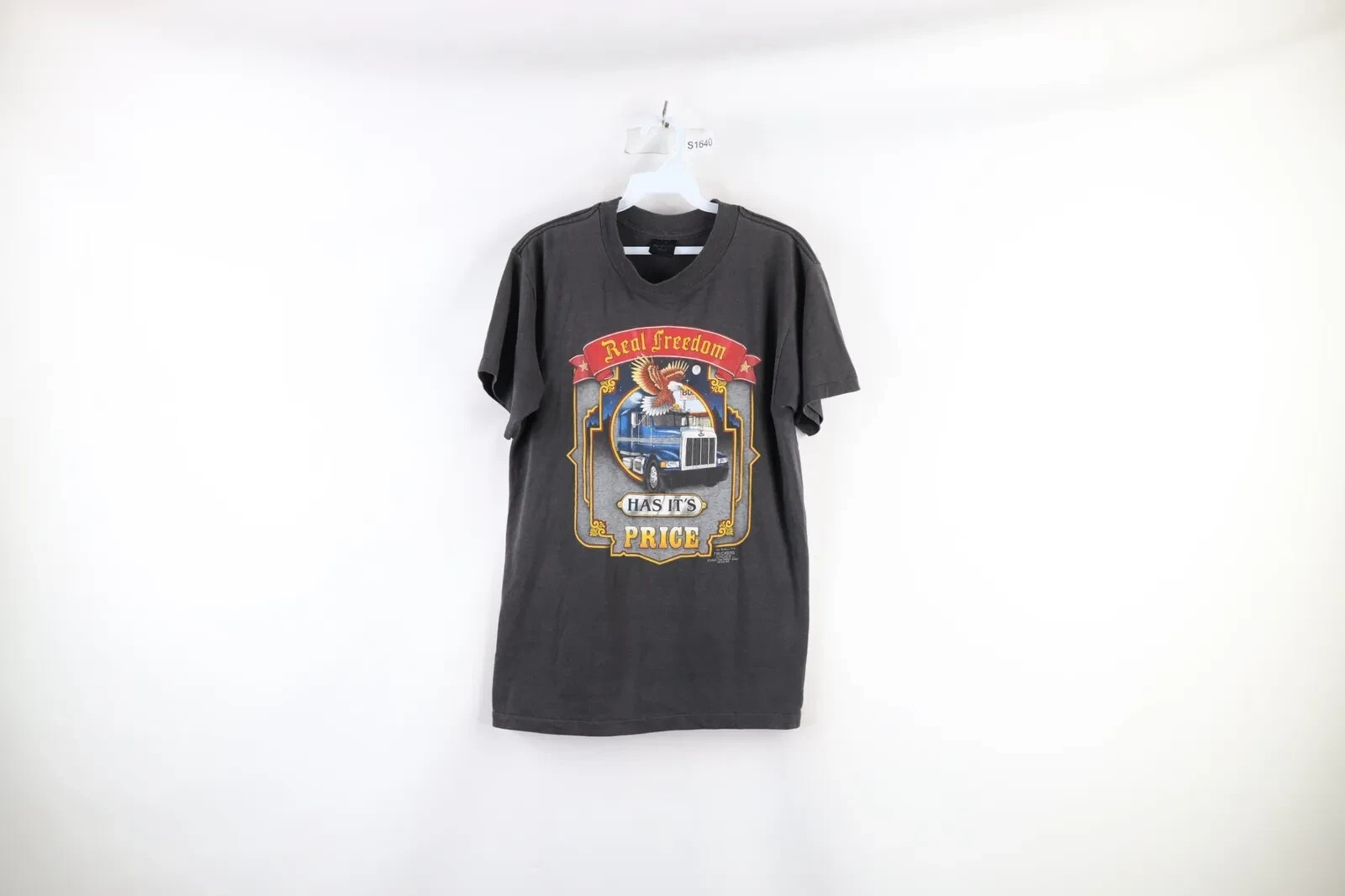 Vtg 90s Truckers Choice Mens Large Faded Truck Driver Real Freedom T-Shirt USA