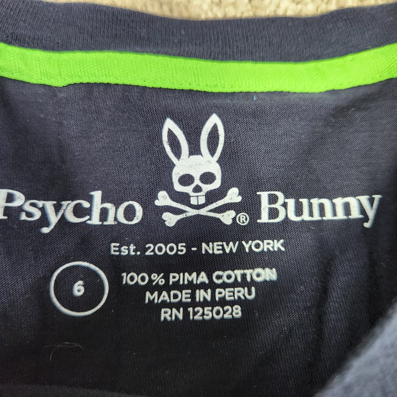 Psycho Bunny Shirt Men 6 (L) Black Long Sleeve 100% Pima Cotton Wealth